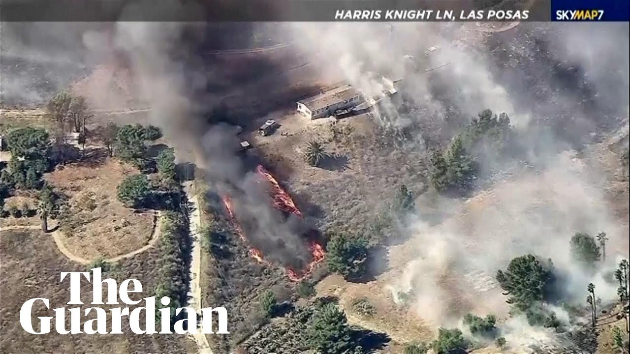 Aerial footage shows scale of wildfires burning in California