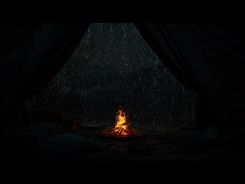 No Ads,Rainy Night in Cozy Forest Hut🌧️Fire Crackles & Gentle Rain for Deep Sleep & Peaceful Focus🔥
