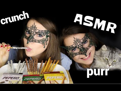 АСМР Корейская СЛАДКАЯ СОЛОМКА *БОНУС МУРЧАНИЕ КОТА*/ASMR MUKBANG PEPERO biscuit STICKS *CRUNCH*