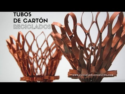 Tubos de cartón reciclados y convertidos en un cuenco decorativo