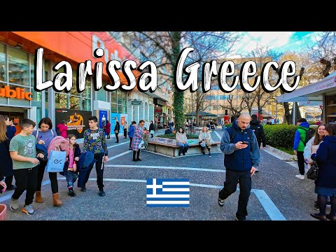 Larissa Greece, silent walking tour 4k, Greece 2024