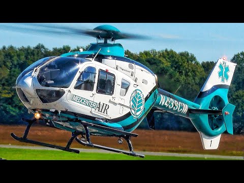 MedCenter AIR EC135 Helicopter N433CM :Engine startup, Takeoff and landing