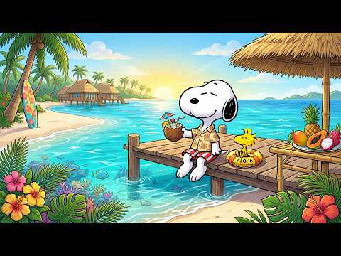 Snoopy's Tropical Island Pier Coffee 🥥🌴 Relaxing Summer Jazz & Sunny Ocean Ambience