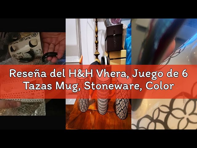 Vídeo relacionado con H&H Vhera, Juego de 6 Tazas Mug, Stoneware, Color Crema y Negr, 350 CC.