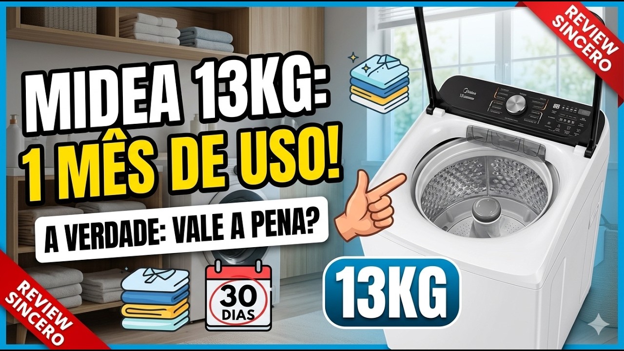 Miniatura da avaliação em vídeo de Máquina De Lavar Midea Heathguard Titanium 13kg Titânio
