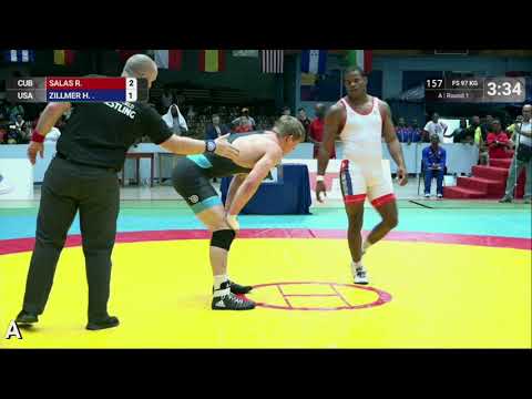 Round 1 FS - 97 kg: R. SALAS (CUB) v. H. ZILLMER (USA)