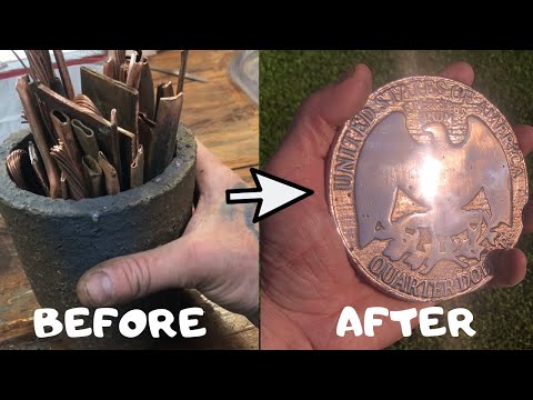 Huge 1kg Copper Quarter Cast From Scrap - Coin Casting - ASMR Metal Melting