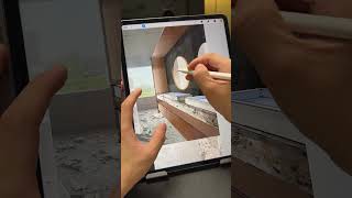 Creating modern interior design of bathroom for my client.  #ipadpro  #digitaldrawing  #ipaddrawing