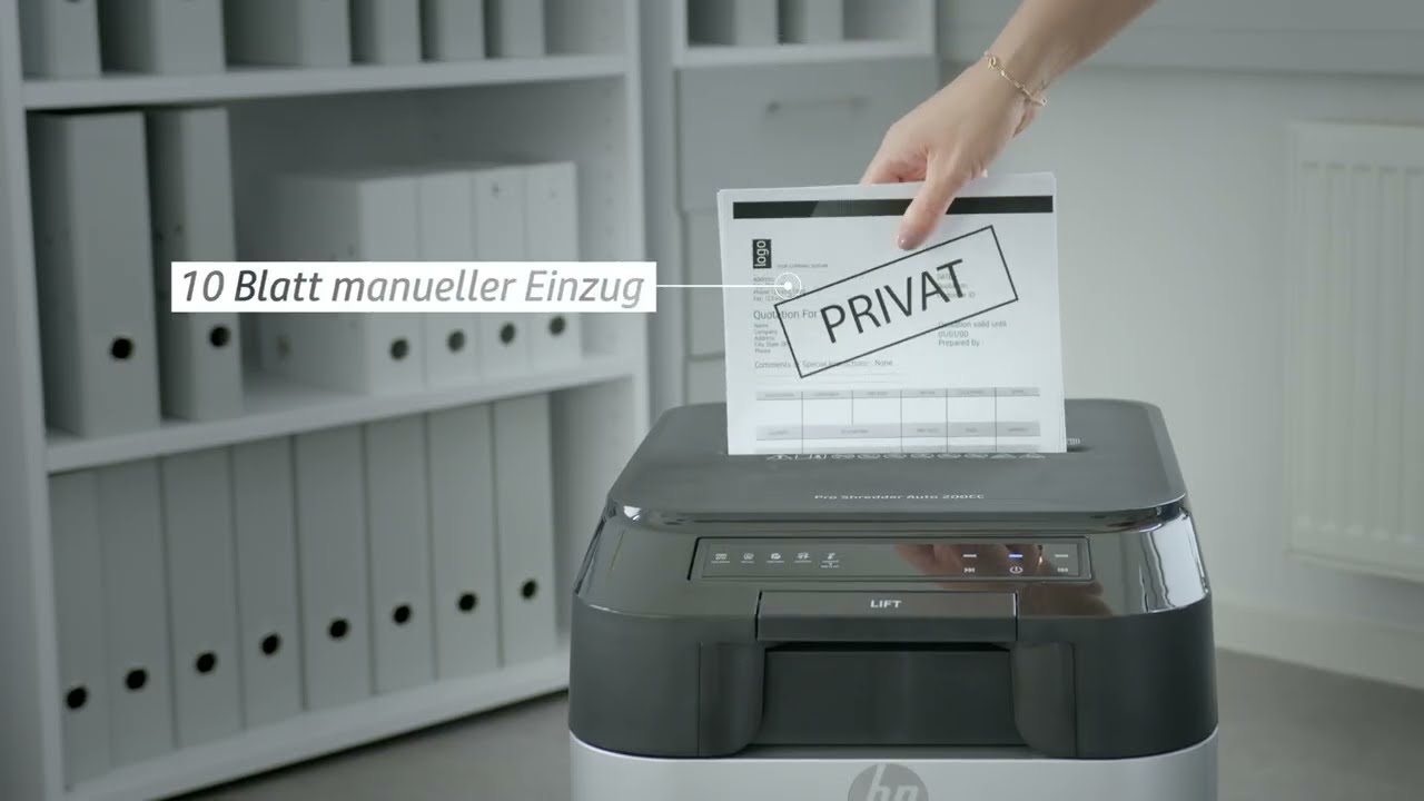 HP Aktenvernichter HP ProShred Auto 200MC P5, 200 Blatt