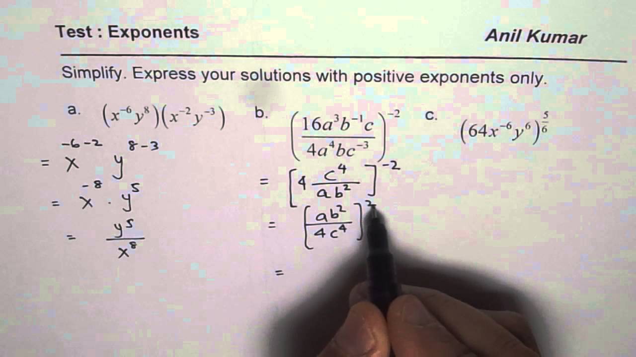 Simplify and Write as Positive Exponents