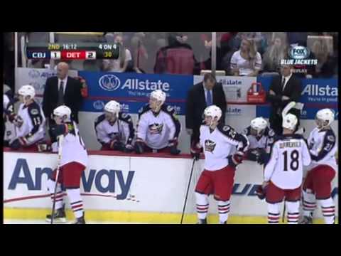 Artem Anisimov injury Feb 21 2013 Columbus Blue Jackets vs Detroit Red Wings NHL Hockey