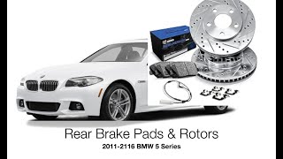2011-2016 BMW 5 Series Rear Brake Pads & Rotors Easy DIY Save $$