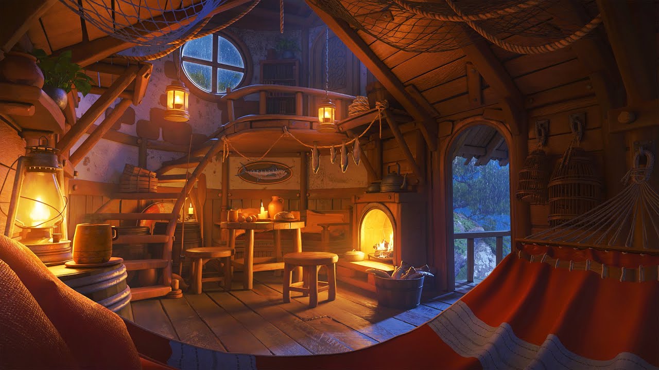 Fishing Shack Ambience with Rain Sounds for Sleeping, Study, Relax | White Noise