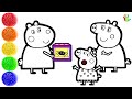 How To Draw Peppa Pig Family Drawing And Friend Coloring Page For Kids Bee Art TV