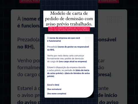 Modelo de carta de pedido de demissão, com aviso prévio .