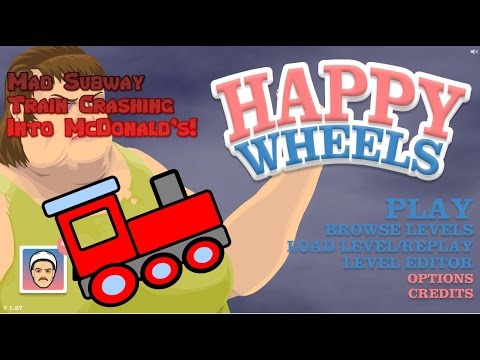 Mad Subway Train Crashing into McDonald's! - Happy Wheels