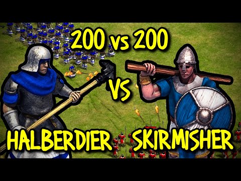 200 HALBERDIERS vs 200 ELITE SKIRMISHERS | AoE II: Definitive Edition