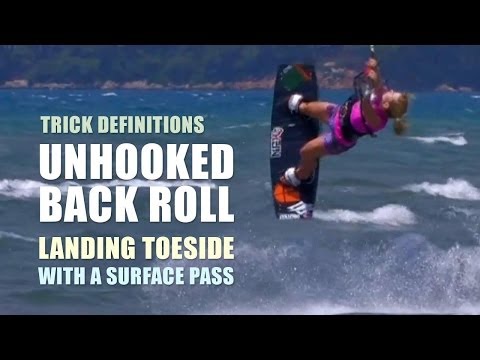Unhooked Back Roll Landing Toeside with a Surface Pass - Kitesurfing Trick Definition