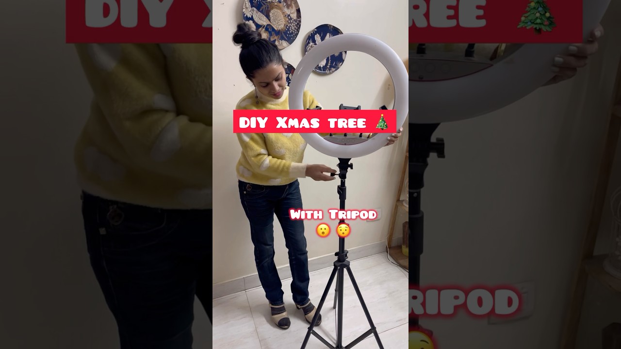 DIY Christmas Tree with Tripod 😱 #christmastree #diychristmastree #diyshorts #reuseidea #ytshorts