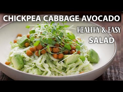 CHICKPEA AVOCADO CABBAGE SALAD Recipe with Healthy Salad dressing | Easy Vegetarian & Vegan Meals
