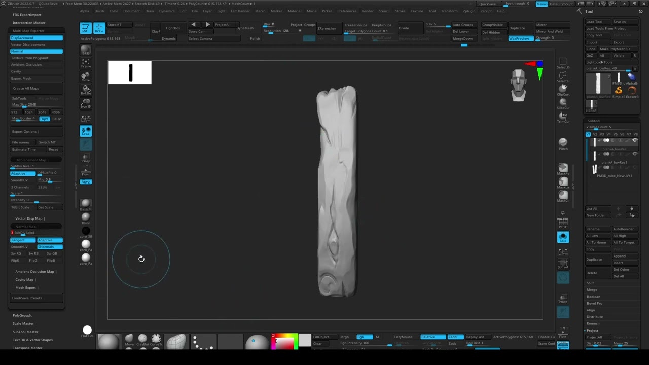 Zbrush Exporting (3/3): Create Displacement and Normal Maps