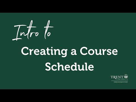 Introduction to Creating a Course Schedule