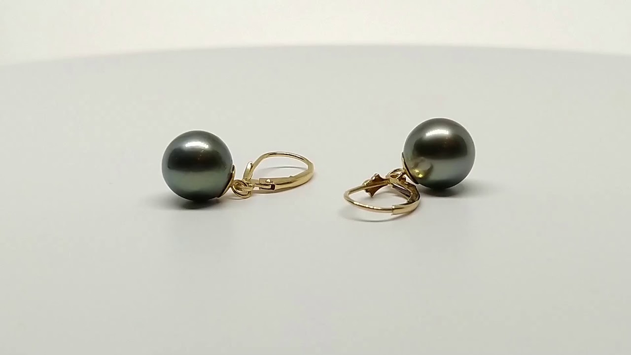 Boucles d'oreilles pendantes or Ariie perle de tahiti rondes Moea Perles 9-11mm AAA au choix