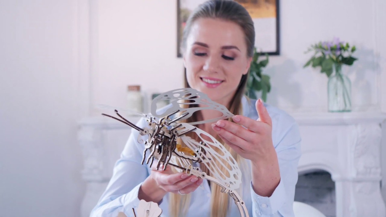 Ugears 3D drevené mechanické puzzle Butterfly