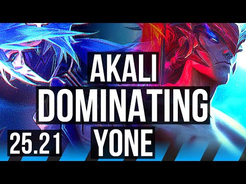 AKALI vs YONE (MID) | Dominating | EUW Challenger | 25.21