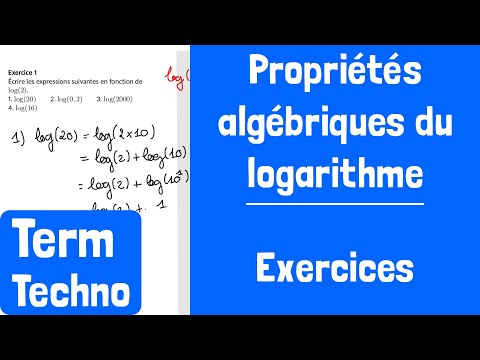 Exercices : Propriétés algébriques du logarithme (log(ab)=log(a)+log(b))