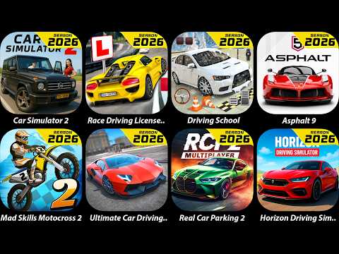 Car Simulator 2,Race Driving License Test,Driving School,Asphalt 9,Mad Skills Motocross 2