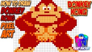 How to Draw Donkey Kong - Arcade 8-Bit Pixel Art Drawing Tutorial