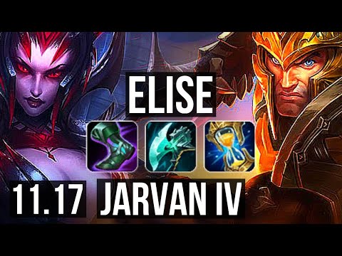 ELISE vs JARVAN IV (JUNGLE) | 12/1/9, 65% winrate, Godlike | KR Master | v11.17