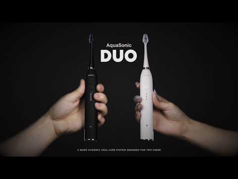 AquaSonic DUO Dual Ultrasonic Toothbrushes with 10 Brush Heads and 2 Travel Cases - Second Medium