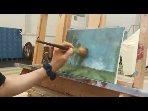 Blending with Mop Brush for a Smooth Misty Look.