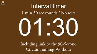 Interval timer - 1 min 30 sec rounds / No rests (with link to 90-Second Circuit Training Workout)