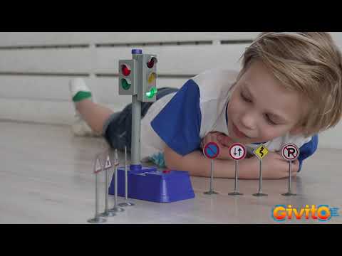 Светофор игрушка серии 'Мой город' (свет, звук, 23 см, 8 дорожных знаков в наборе) G208-001