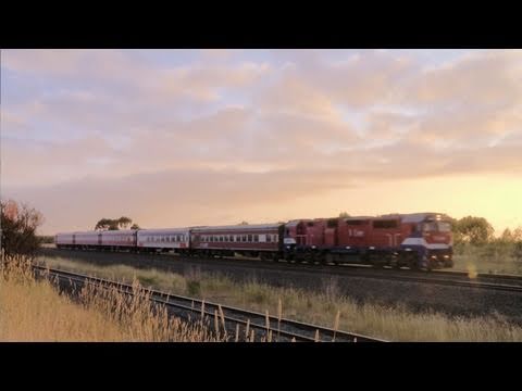 V/line passenger trains on the Melbourne to Geelong line - "N class" locomotives at sunrise