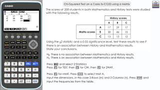 Chi-Squared Test on a Casio fx-CG50 using a Matrix | Contingency Table | Chi - Square Matrices