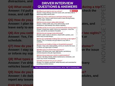 Driver Interview Questions and Answers