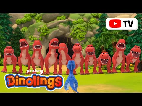 [TV for Kids] 100 Little T-Rexes 🦖 | 1-Hour Loop | Dinolings: Pinkfong Dinosaurs for Kids