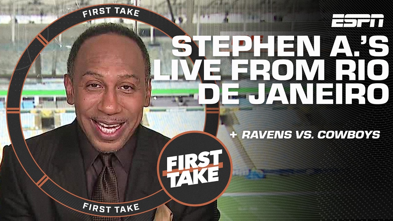 'BOM DIA!' 👋 Stephen A.'s LIVE in Brazil for Ravens vs. Cowboys 🏈 | First Take
