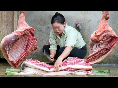 Butchering a 3-Year-Old Black Pig | Traditional Pork Processing for Local Market.