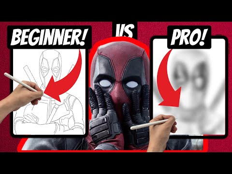 Drawing Deadpool: Beginner VS Pro (Procreate)