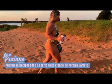 Prainha municipal pôr do sol rio Tietê cidade de Pereira Barreto 