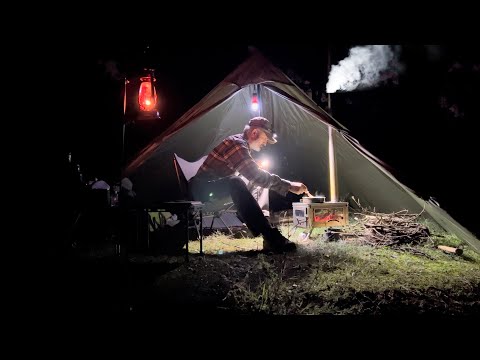 Hot Tent Camping - İmprovisation kebab - Forest Fruits - Titanium Stove - Day and Nigh Jungle Camp