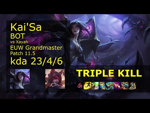 Kai'Sa ADC vs Xayah - EUW Grandmaster 23/4/6 Patch 11.5 Gameplay