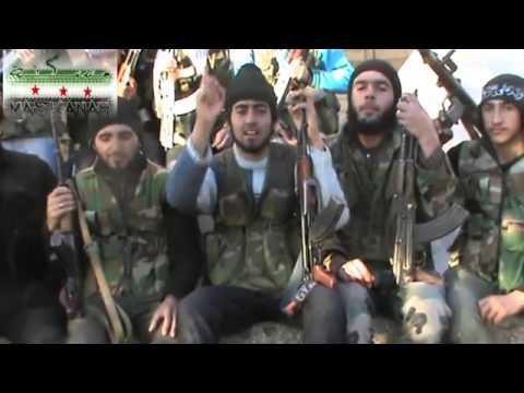 مجموعة من مقاتلي فصائل الجيش الحر المشاركين في حصار مطار الجراح العسكري في ريف حلب يوجهون رسالة لجنود النظام للانشقاق من المطار