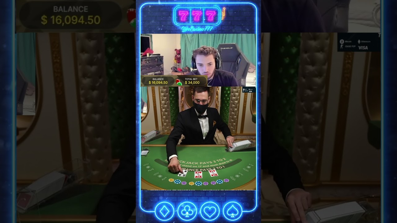 GREAT GAME! LUCKY HANDS! BLACKJACK LIVEDEALER! AT STAKE $34000! #shorts