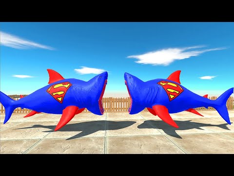 SUPERMAN MUTANT MEGALODON vs SUPERMAN MEGALODON DEATH RUN - Animal Revolt Battle Simulator